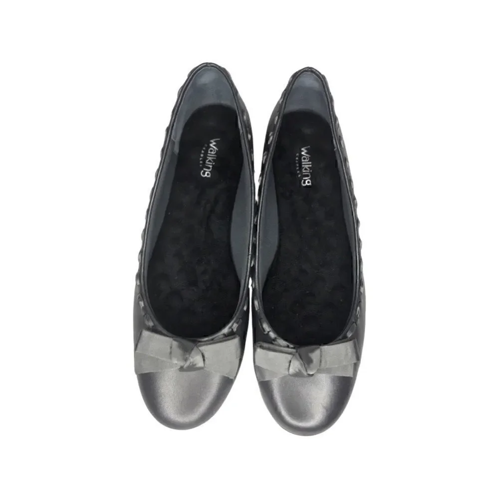 Walking Cradles Pewter Metallic Leather Flats Size 9B